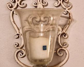 Vintage Distressed Iron Wall Sconce.