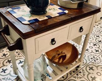 Vintage Wood/Butcher Block Kitchen Island.