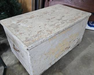 Vintage/antique solid wood chest, several layers of paint