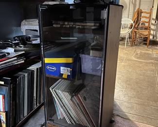 Records $3-$10 each unless otherwise priced, Stereo storage cart $20
