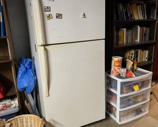 Vintage refrigerator, works! $25. In the basement with outdoor access.