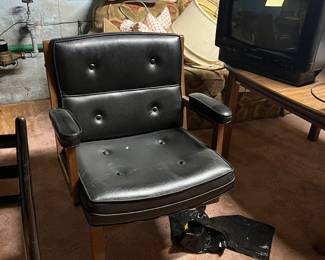 Vintage Black Vinyl Chair, 3 legs $50