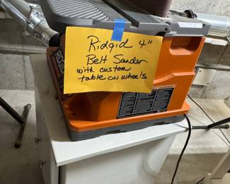 Ridgid 4" Belt Sander with custom table on wheels