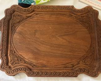 Hand carved wooden tray