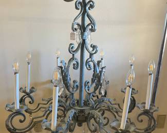 Blue metal chandelier