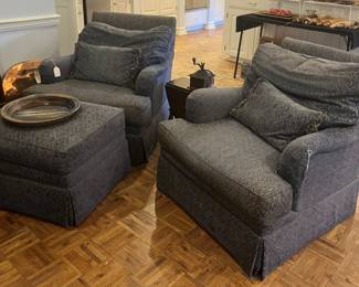 Matching chairs with shared ottoman