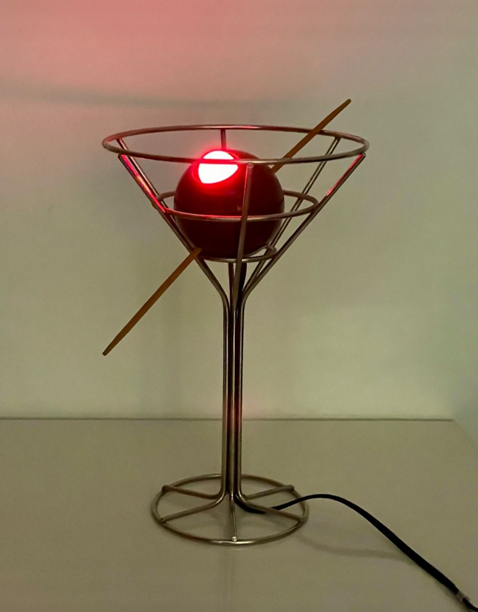 Vintage 1993 chrome  David keys  martini olive bar lamp