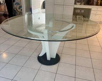 Art deco, glass kitchen table.