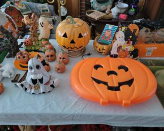Ceramic jack o'lantern and jack o'lantern blow mold. 