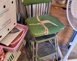 Vintage step stool, needs reupholstered. 