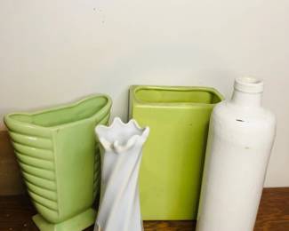 Green White Vases 