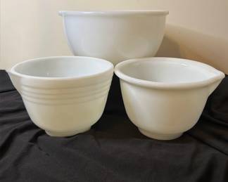 3 Milk Glass Mixing Bowls
