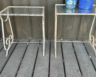 2 Outdoor Glass Top Tables