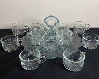 Patterned Glass Punch Cup Set