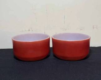 Anchor Hocking FireKing Burnt Orange Milk Glass Custard Bowls