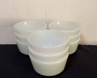9 Anchor Hocking Milk Glass Ramikens 