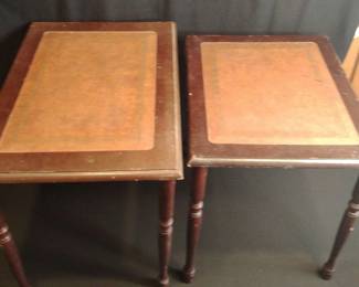 Pair Of Practical Small Wooden Tables 