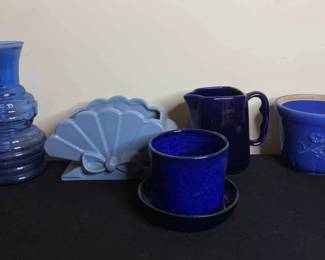 Collection Of Blue Pots And Vases