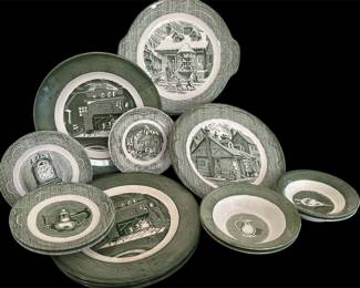 Colonial Homestead Green By Royal China 17 Pcs