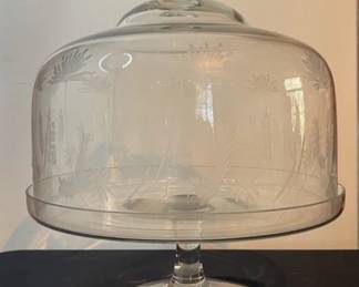 Gorgeous Etched Dome Cake Stand