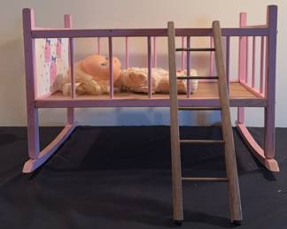 Babydoll In Crib With Wooden Ladder