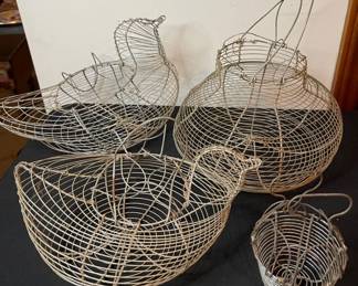 4 Vintage Wire Egg Baskets