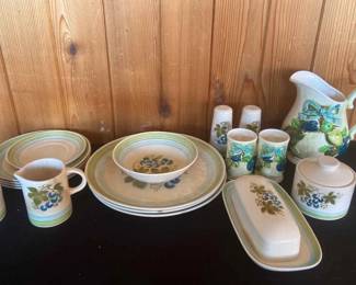 Harmony House Blue Grapes Iron Stone Dinnerware Set