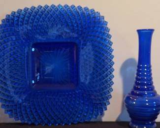 010 Cobalt Blue Depression Glass Flower Vase