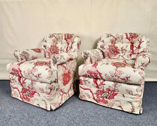 Vintage Floral Swivel Armchairs