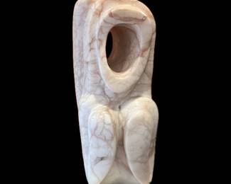 Hand Carved Solid Marble Abstract Sculpture, 17” High by appx. 8” in Diameter.  