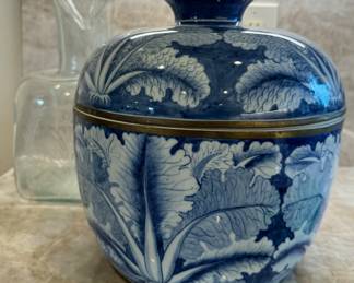 Hand Painted Porcelain Two Part Covered Bowl - The top can be used as a pedestal bowl!