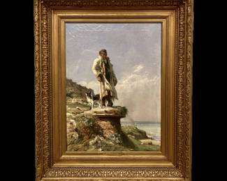Antique 19th Century Original Oil on Canvas by Henry Bonnefoy, 