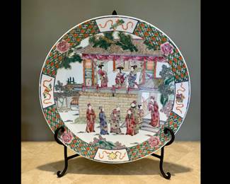 20th Century Vintage Beautifully Hand Painted “Famille Rose” Platter, 16” in Diameter