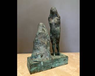 Jean Seidenberg, American/Louisiana, 1930-2022, “Two Figures”, Cast Bronze, 2/8 dated 1969.  13” High by 8 1/2” Wide by 4” Deep