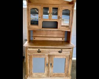 European washed pine cupboard with pull out shelf