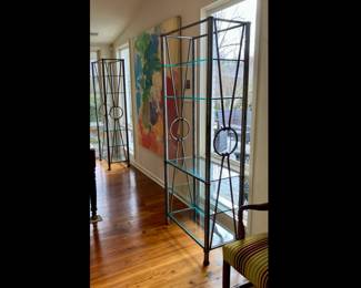 Welded steel designer bookshelves/etageres. 