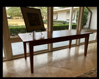 20th Century Craftsman Made Solid Cypress Dining Table/Desk with 2 Storage Drawers and Chamfered Legs, 72' wide by 30" deep by 27" high