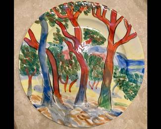 Suzanne Katkhuda, 20th Century hand painted plate for the Royal Academy of Arts, inspired by Fauvist Artists, circa 1991 