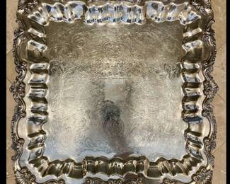 Wallace Silver Plated Square Shaped, Footed  Tray, 16” square