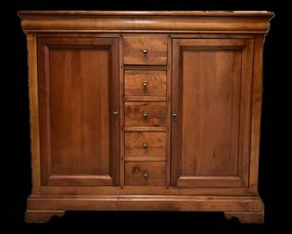 French Louis Philippe Style Cherrywood Sideboard , 20th Century, 43" high by 51" wide by 14 1/2 " deep