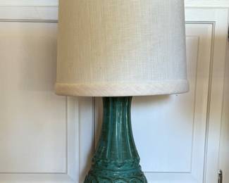 Mid Century Modern lamp with blue green glaze