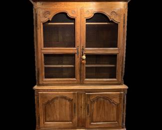 Antique 18th Century Hand Carved  French Provincial Louis XIV Style Buffet a Deux Corps, 90” High by 63” Wide by 21” deep, in two parts. 