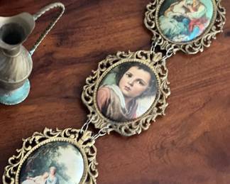 Italian silk antique miniature portraits.