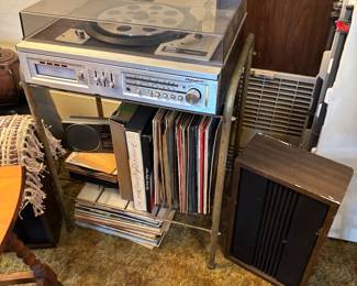 Stereo setup! Albums and stand