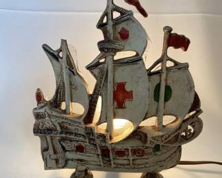 Vintage Cast Iron Ship Television Lamp