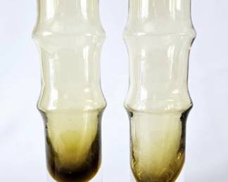 Vintage Pair of Two Aseda Bamboo Bud Vases