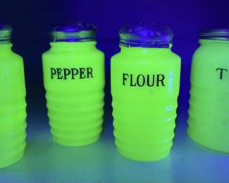 Vintage Jadeite Uranium Glass Jars