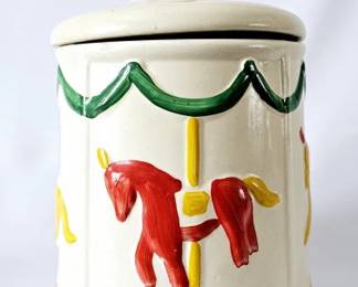 Vintage Carousel Cookie Jar Marked USA