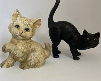Cast Iron Cat Doorstops Set of Two