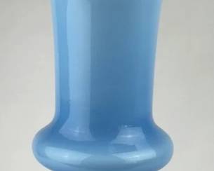 Vintage Blue Opaline Fluted Glass Vase
